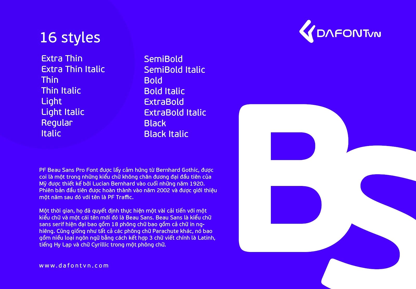 Font PF Beau Sans Pro Việt hóa preview 2
