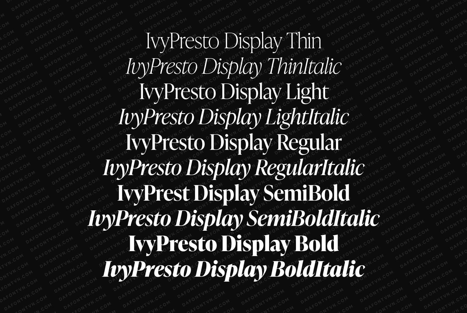 Trọn bộ font IvyPresto Display Việt hóa (10 font) Font IvyPresto Display Việt hóa preview 2