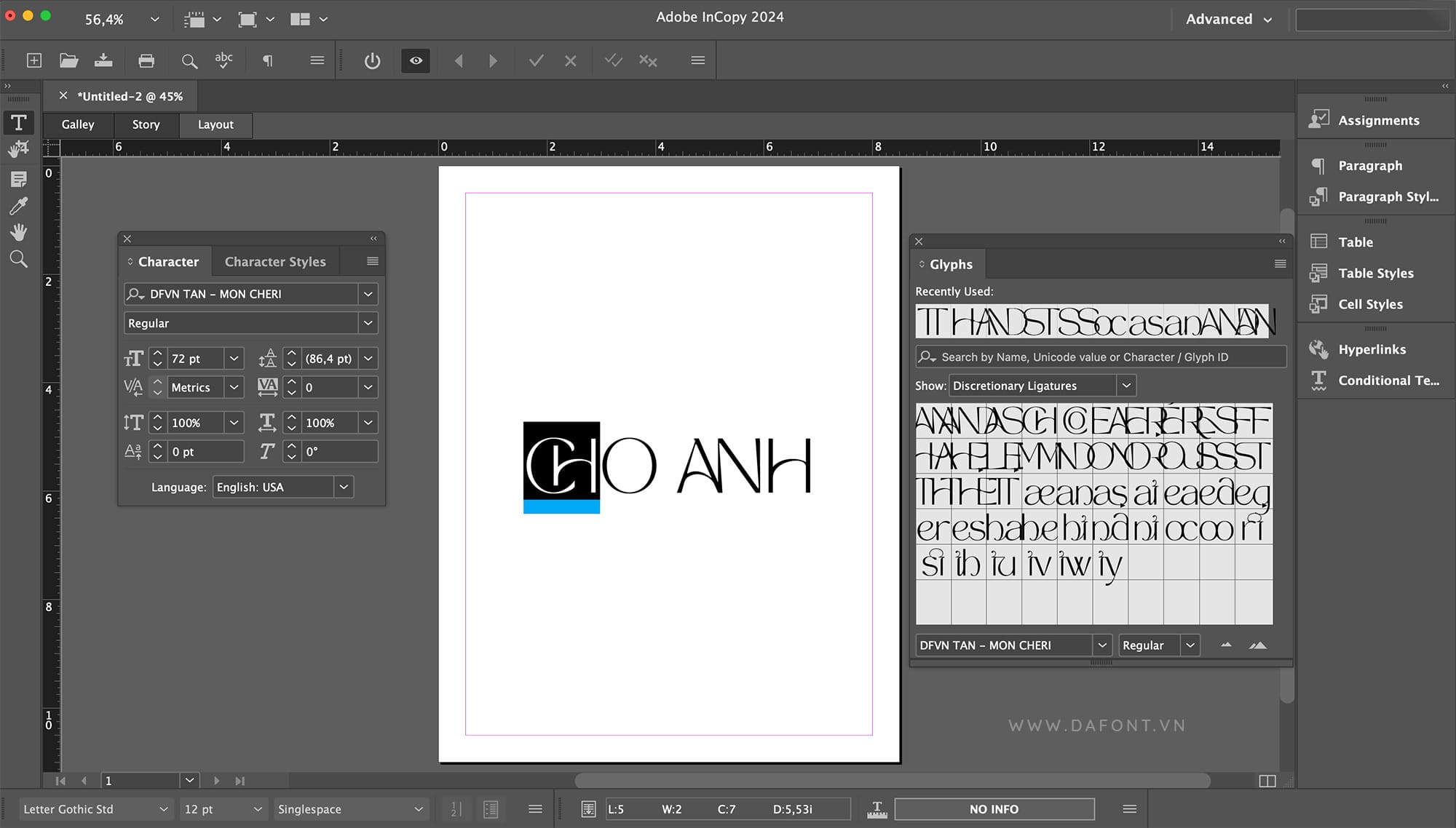 Cách sử dụng Font Ligatures trong Photoshop, Illustrator 9 cach su dung Ligature trong InDesign pic1