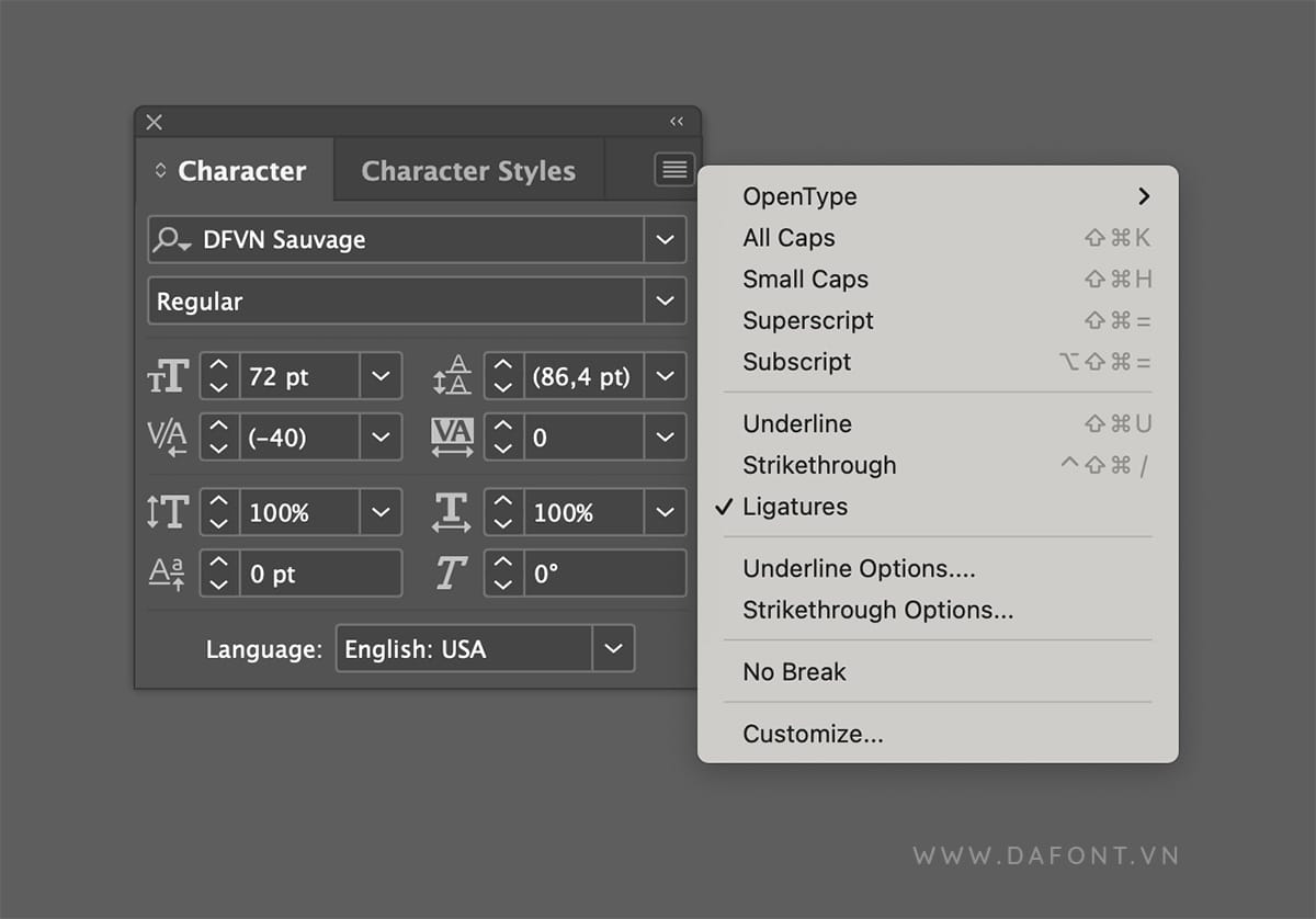 Cách sử dụng Font Ligatures trong Photoshop, Illustrator 8 Cách sử dụng Ligature trong InDesign