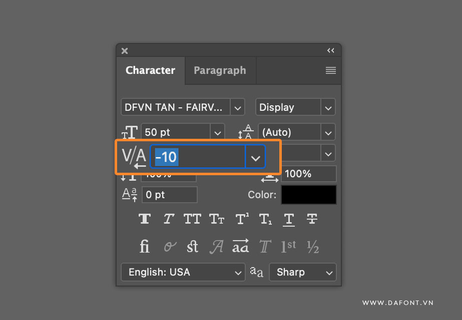 Cách điều chỉnh Kerning trong Photoshop