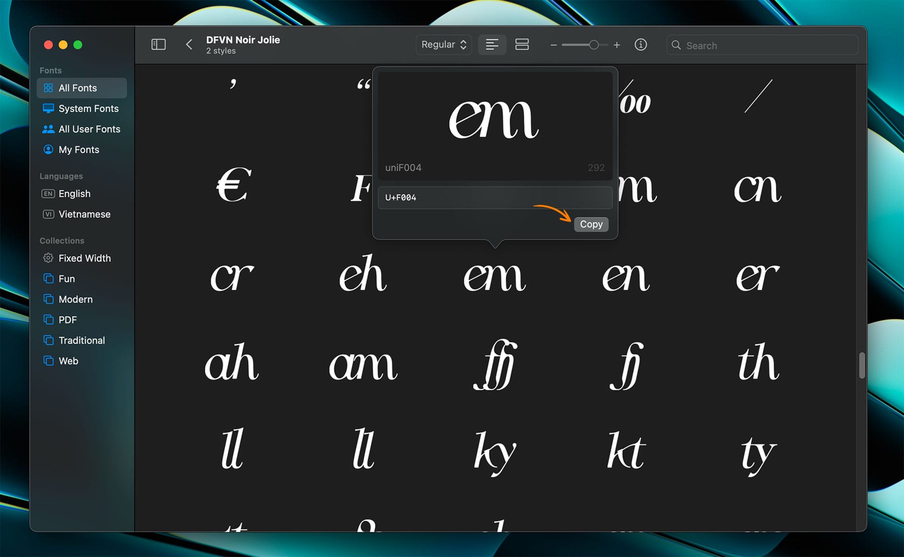 Cách sử dụng chữ ghép và ký tự thay thế trên Canva với Font Book